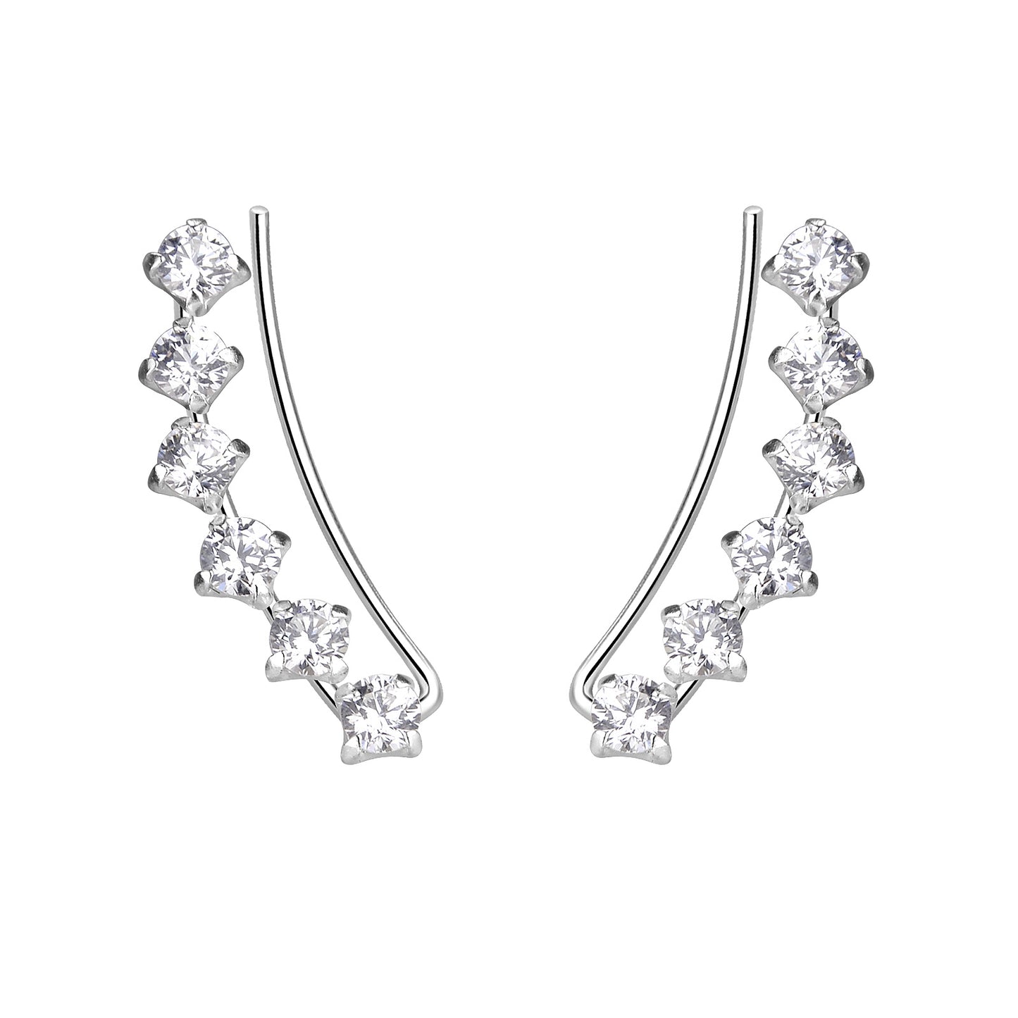 Boucles d'Oreilles Argent 925 & Zirconiums – Montée Éblouissante et Style Chic