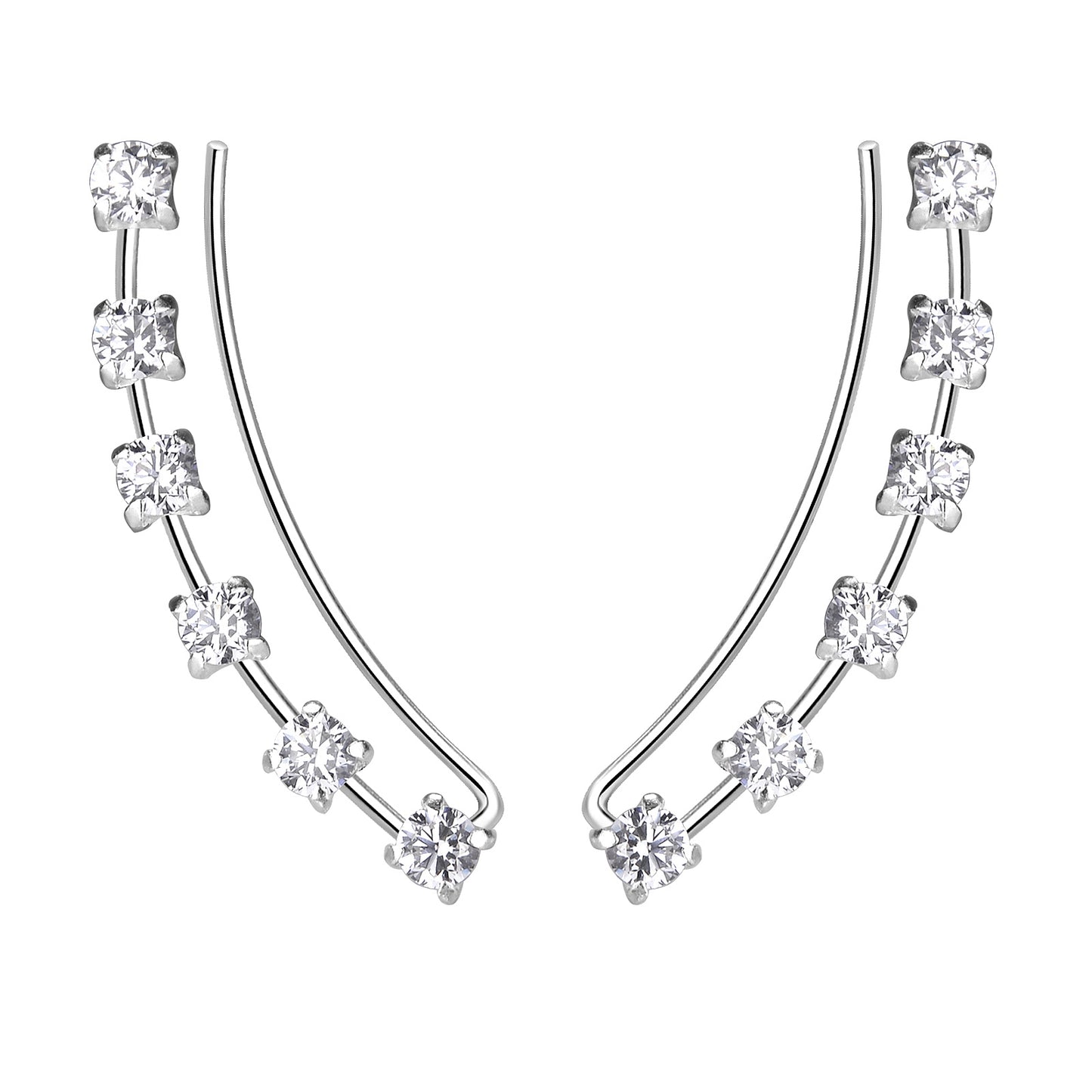Boucles d'Oreilles Argent 925 & Zirconiums – Ligne Élancée et Éclat Solaire