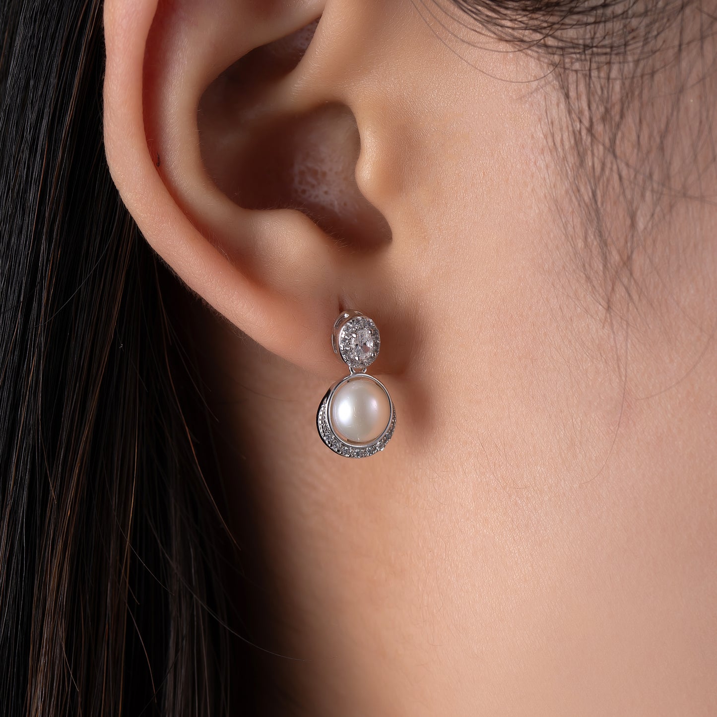 Boucles d’oreilles en Argent 925 avec perles et zirconiums – Élégance intemporelle et glamour classique