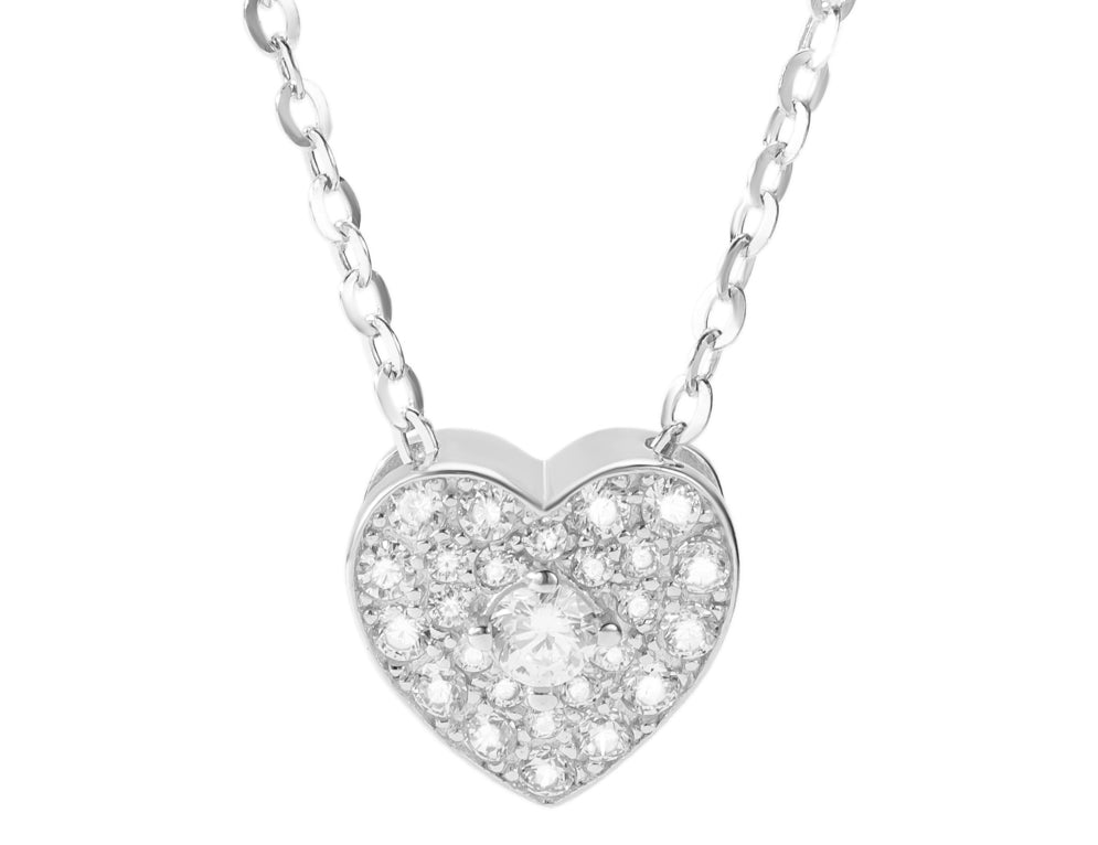 Collier Cœur Argent 925 Rhodié – Pendentif Pavé de Zirconiums Brillants