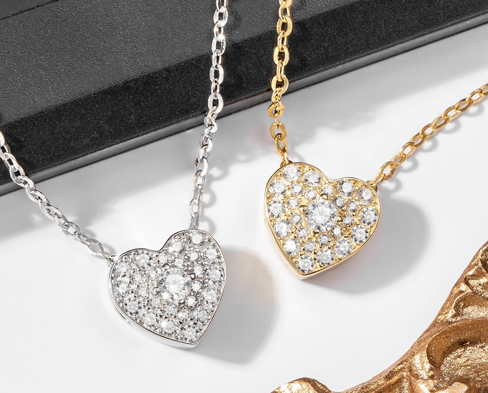 Collier Cœur Argent 925 Rhodié – Pendentif Pavé de Zirconiums Brillants