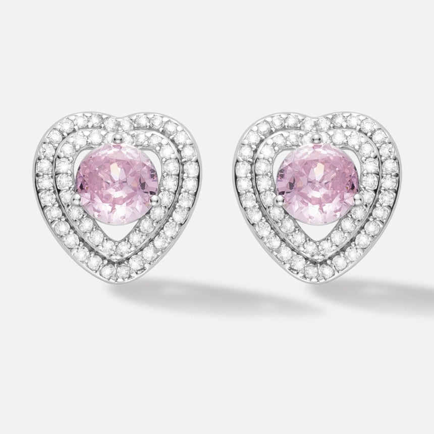Boucles d’Oreilles Cœur Argent 925 & Pierre Rose – Douceur, Éclat et Élégance