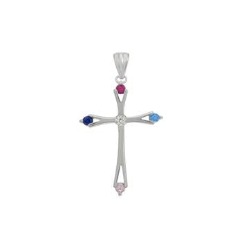 Pendentif Croix Argent 925 & Pierres Colorées – Un Symbole Spirituel Plein de Couleur