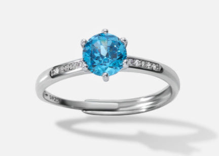 Bague en Argent 925 avec Pierre Bleue et Pavé Zirconium – Éclat Intense et Élégance Moderne