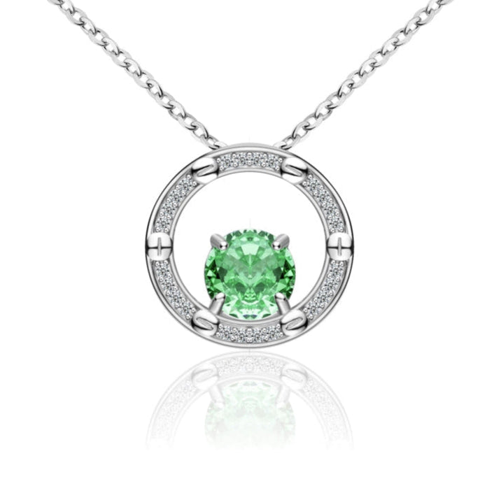 Collier Femme en Argent 925 avec Pendentif Rond et Pierre Verte – Élégance Intemporelle