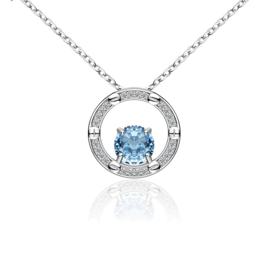 Collier Femme en Argent 925 avec Pierre Bleue et Cercle Sertis – Bijou Élégant et Lumineux
