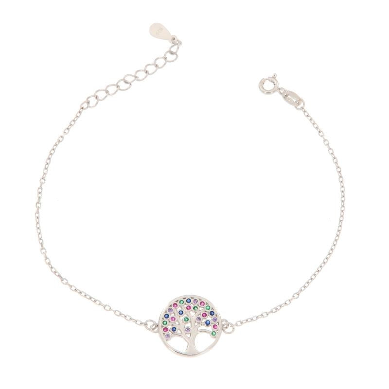 Bracelet Arbre de Vie multicolore en argent 925 rhodié – Bijou fin femme