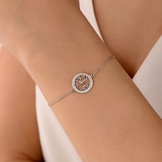 Bracelet Arbre de Vie en argent 925 rhodié – Bijou élégant femme