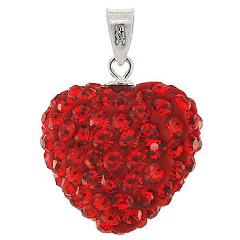 Pendentif Cœur Rouge Cristal et Argent 925 Rhodié – Bijou Romantique et Étincelant
