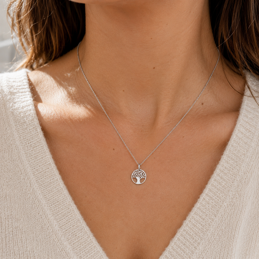 Pendentif Arbre de Vie en Argent 925 Rhodié – Minimaliste, Pur & Intemporel