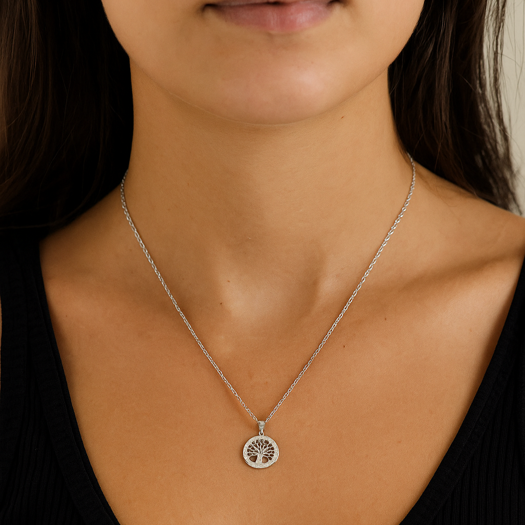 Pendentif Arbre de Vie en argent 925 rhodié – Bijou symbole d'énergie, spiritualité et force intérieure