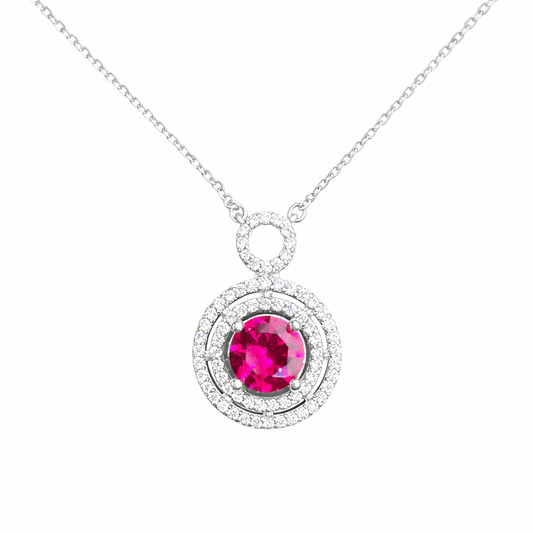 Collier cercle serti pierre rouge – Argent 925 rhodié