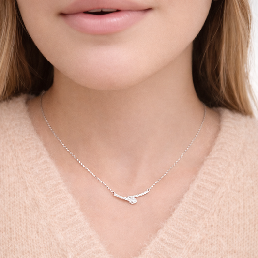 Collier Serpent Argent 925 Rhodié – Collier Femme Élégant Yeux Verts