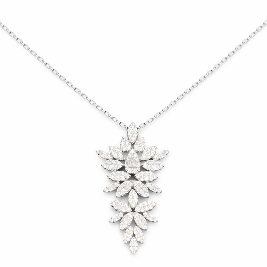 Collier pendentif feuillage en argent 925 rhodié – Élégance scintillante