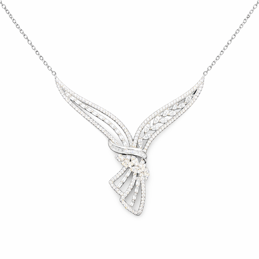 Collier ailes pavées en argent 925 rhodié – Élégance aérienne