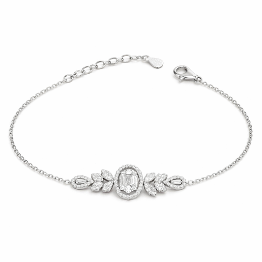 Bracelet élégant zirconiums ovales en argent 925 rhodié – Raffinement intemporel