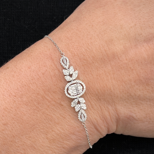 Bracelet élégant zirconiums ovales en argent 925 rhodié – Raffinement intemporel