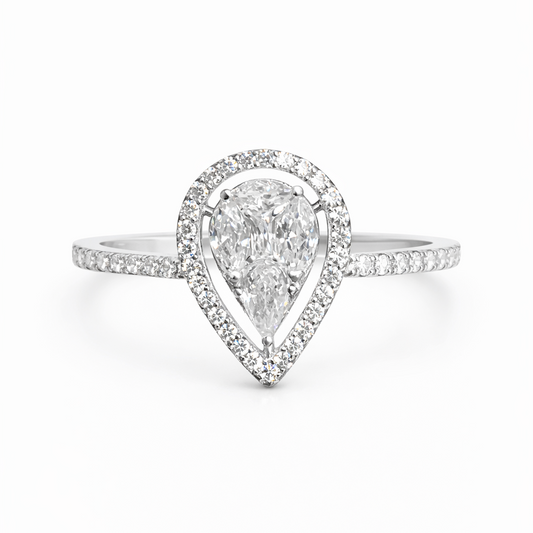 Bague poire pavée zirconiums en argent 925 rhodié – Élégance précieuse