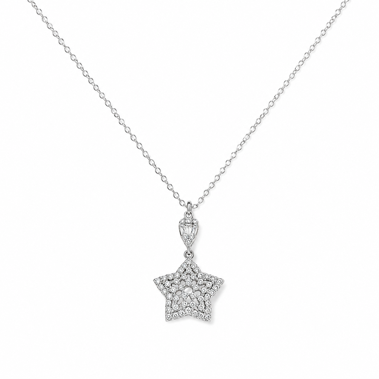 Collier Étoile Dentelle en Argent 925 – Zirconiums