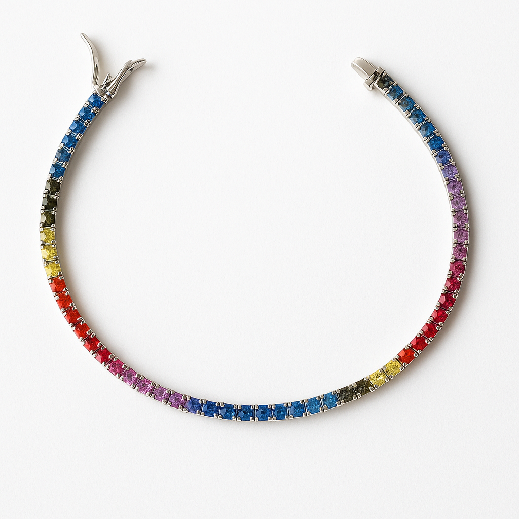 Bracelet Tennis Multicolore en Argent 925 – Explosion de Couleurs et d'Élégance