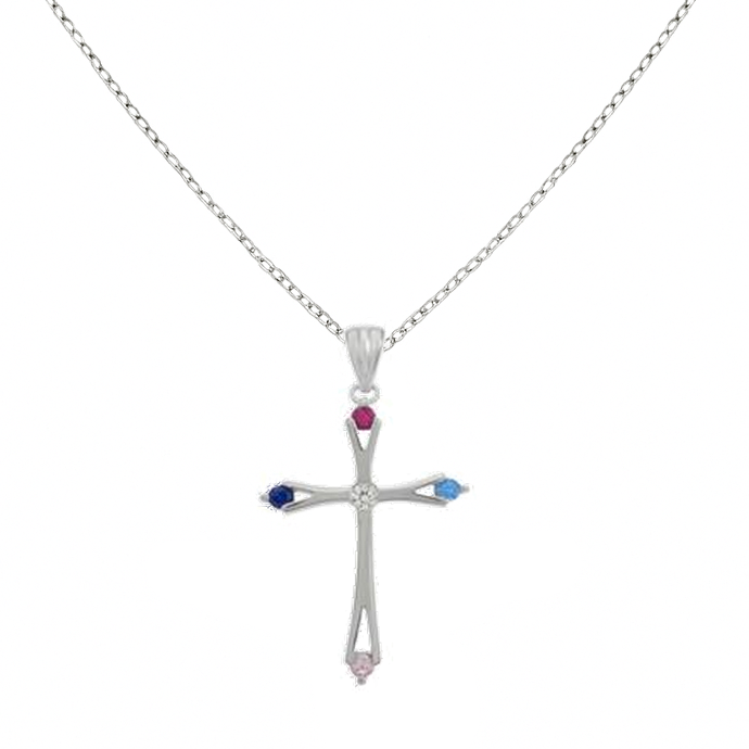 Pendentif Croix Argent 925 & Pierres Colorées – Un Symbole Spirituel Plein de Couleur