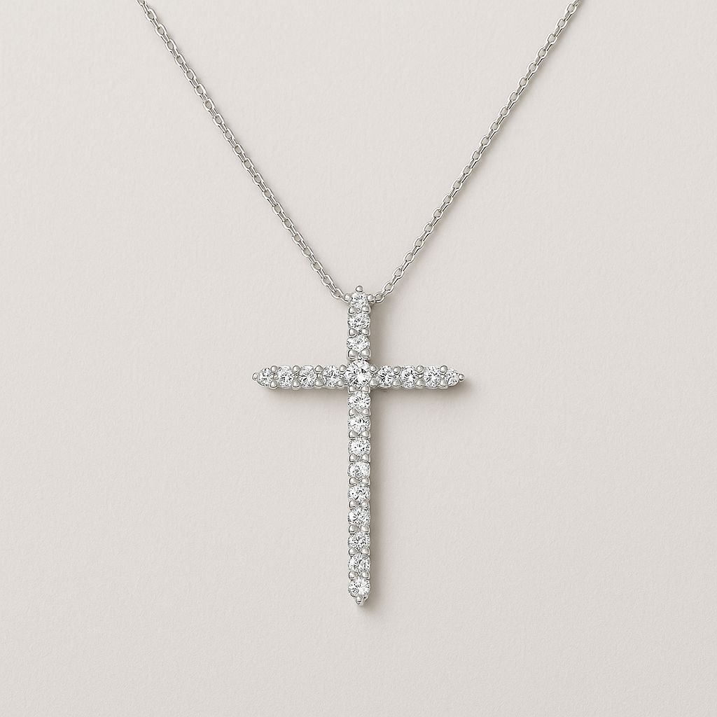 Pendentif Croix Argent 925 Entièrement Sertie – Éclat Total & Symbolisme Fort