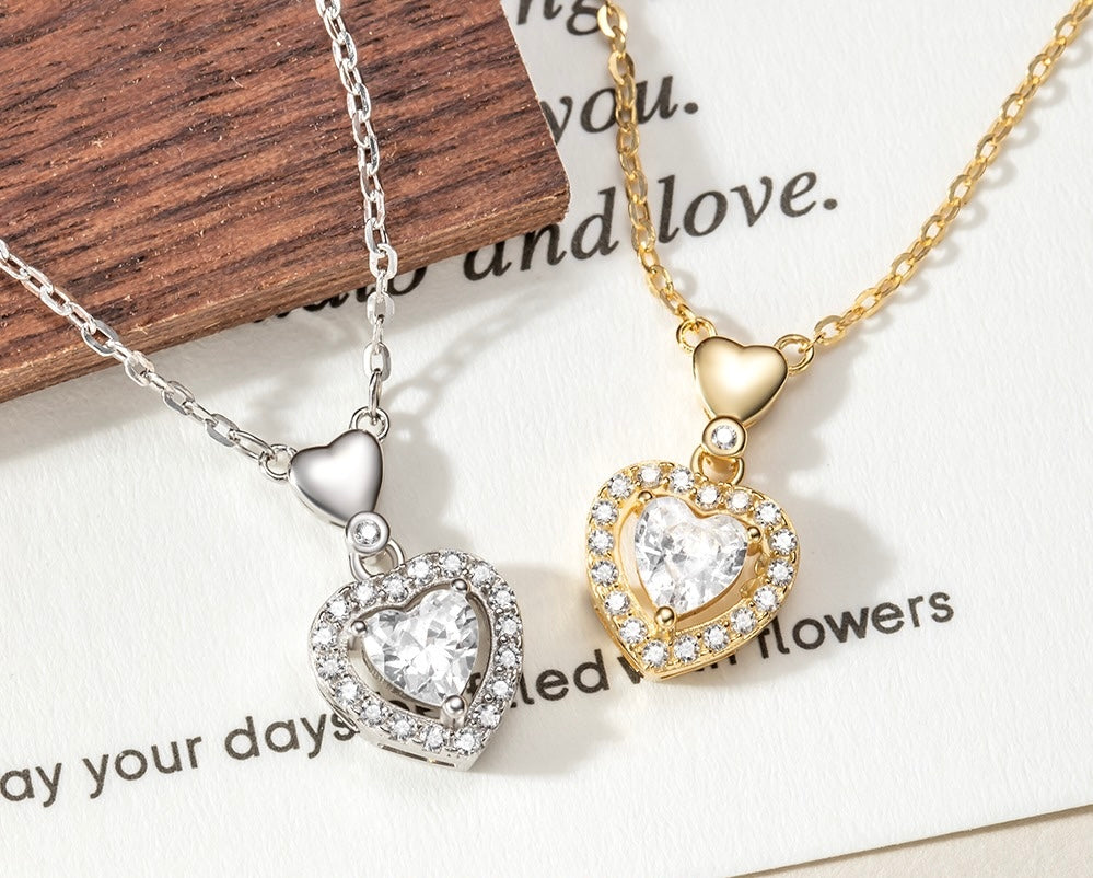 Collier cœur argent 925 rhodié avec zircons – Élégance et éclat intemporel
