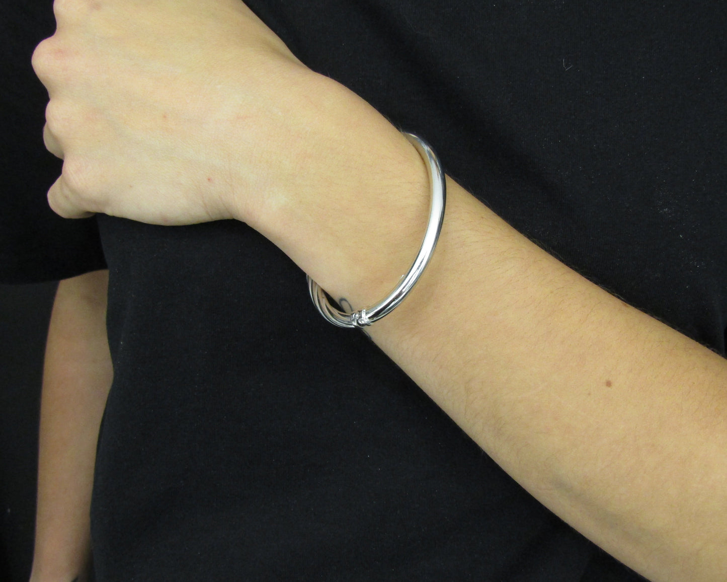 Bracelet réversible en argent 925 rhodié – Un côté lisse, un côté torsadé, deux styles en un bijou