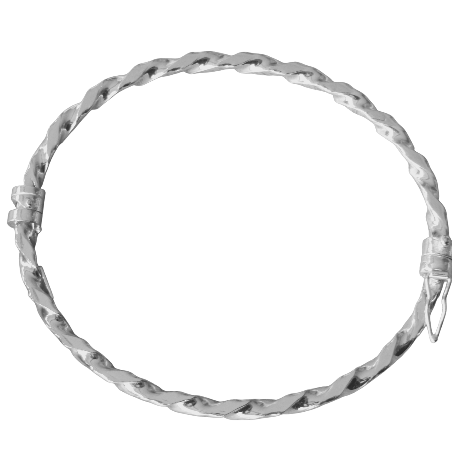 Bracelet torsadé martelé en argent 925 rhodié – Design sculpté et éclat contemporain