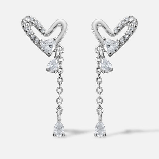 Boucles d’oreilles cœur en argent 925 rhodié – Élégance romantique et éclat zirconium