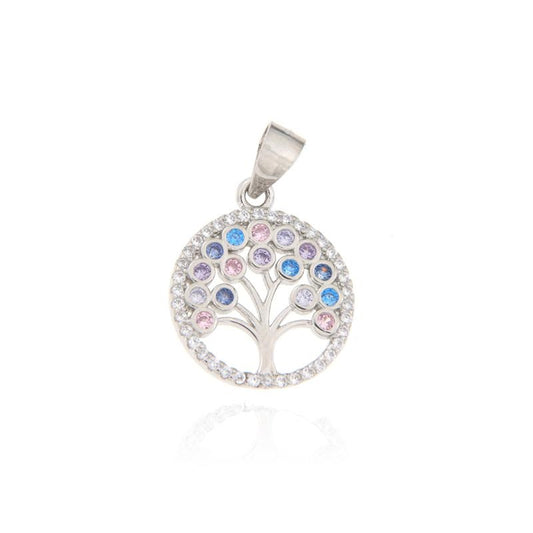 Pendentif Arbre de Vie Multicolore en Argent 925 Rhodié – Symbolique & Éclat