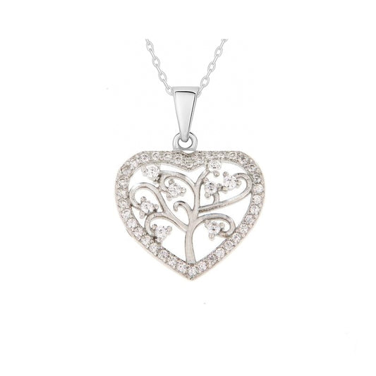 Pendentif Arbre de Vie Cœur en Argent 925 Rhodié – Amour, Protection & Éclat