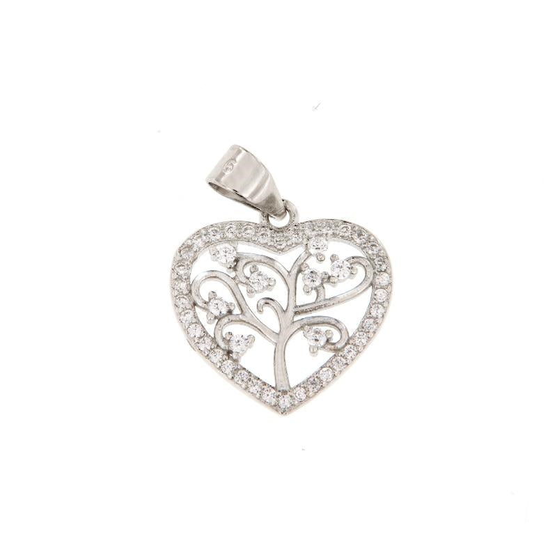 Pendentif Arbre de Vie Cœur en Argent 925 Rhodié – Amour, Protection & Éclat