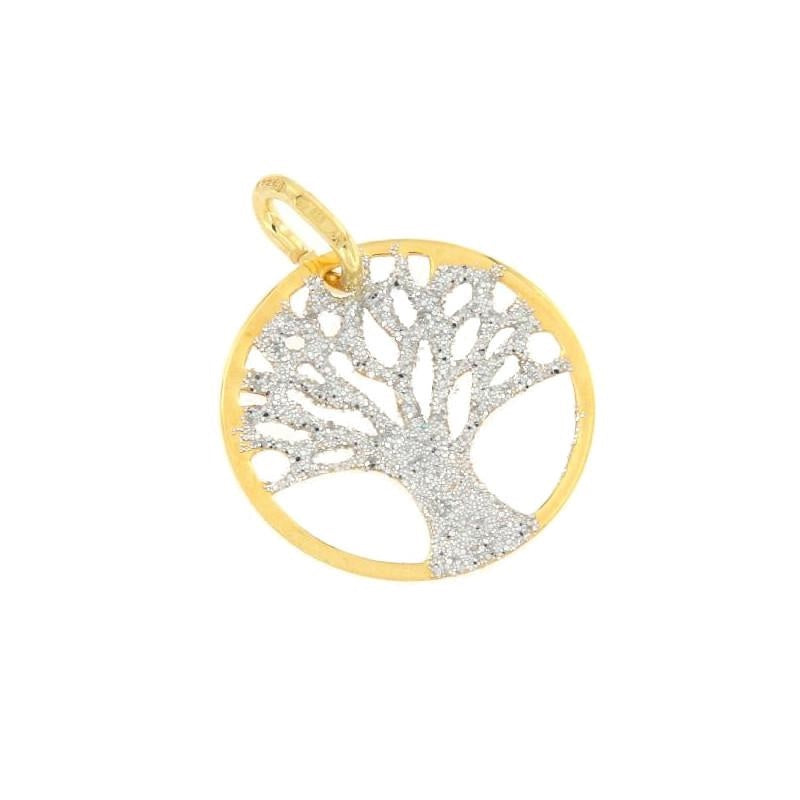 Pendentif Arbre de Vie en Argent 925 Doré – Finition Givrée & Symbolique Lumière