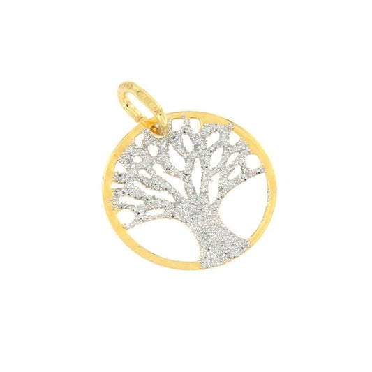 Pendentif Arbre de Vie en Argent 925 Doré – Finition Givrée & Symbolique Lumière