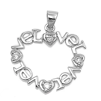 Pendentif cercle "Love" en argent 925 rhodié – Message d’amour et éclat intemporel