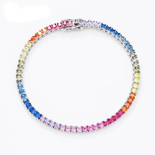 Bracelet Tennis Multicolore en Argent 925 – Explosion de Couleurs et d'Élégance