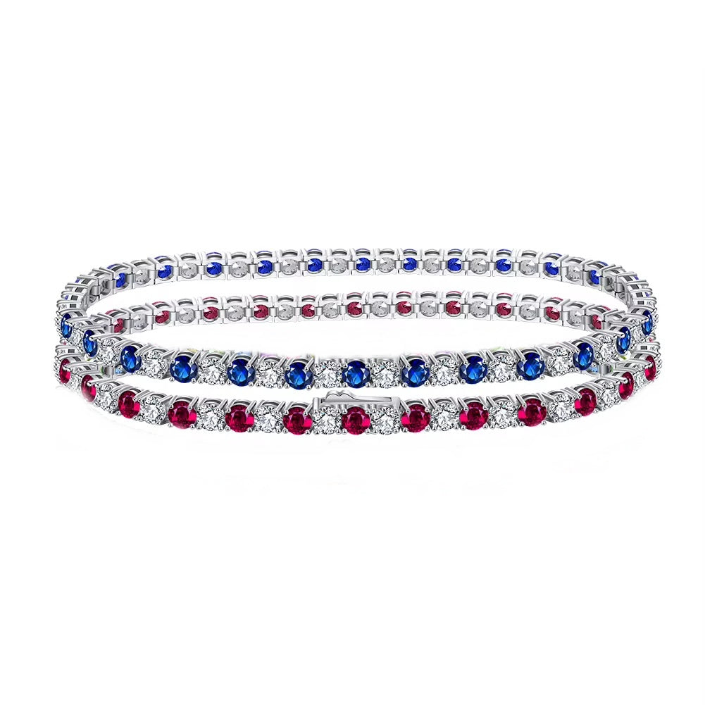 Bracelet tennis en argent 925 rhodié et zirconiums bleus – Raffinement éclatant