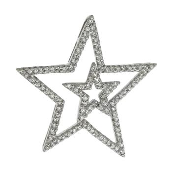 Collier Étoile Double Argent 925 Rhodié – Pendentif Zirconium Brillant