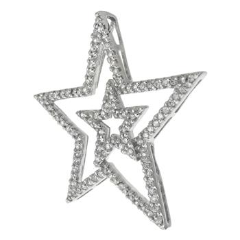 Collier Étoile Double Argent 925 Rhodié – Pendentif Zirconium Brillant