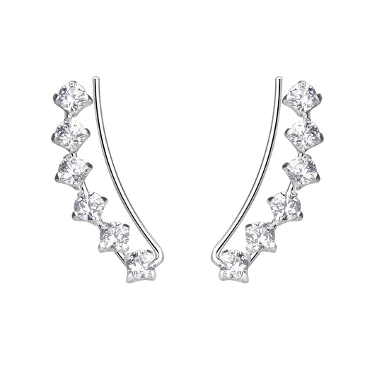 Boucles d'Oreilles Argent 925 & Zirconiums – Montée Éblouissante et Style Chic