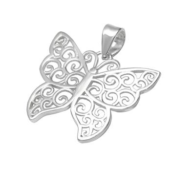 Pendentif Papillon Argent 925 Rhodié