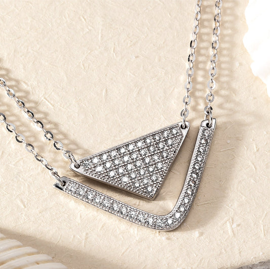 Collier double pendentif géométrique en Argent 925 – Design moderne et éclat intemporel
