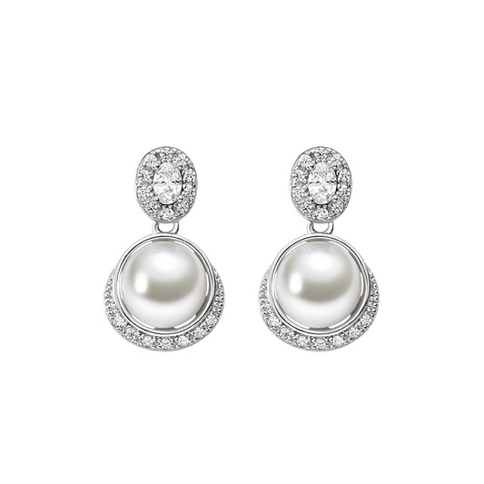 Boucles d’oreilles en Argent 925 avec perles et zirconiums – Élégance intemporelle et glamour classique