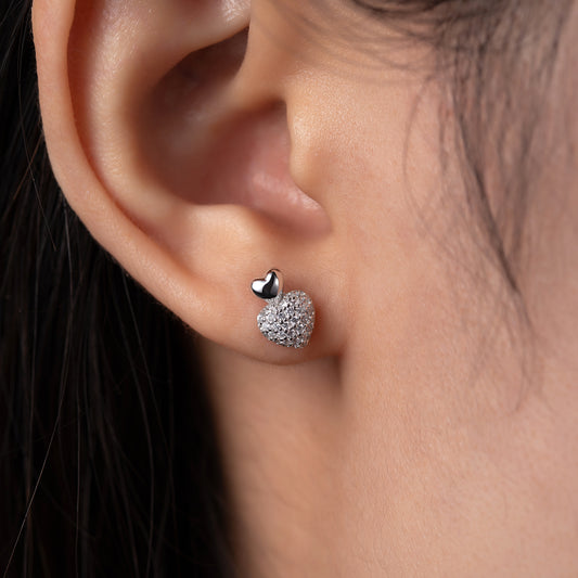 Boucles d'Oreilles Cœur en Argent 925 – Éclat Intemporel