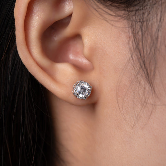 Puces d’oreilles Halo en Argent 925 – Éclat Diamant & Raffinement