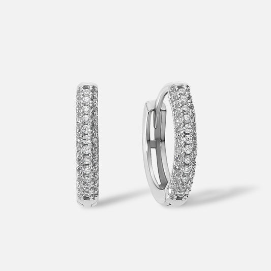 Boucles d’Oreilles Créoles en Argent 925 Pavées – Bijou Femme Élégant & Brillant