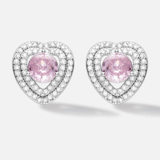 Boucles d’Oreilles Cœur Argent 925 & Pierre Rose – Douceur, Éclat et Élégance