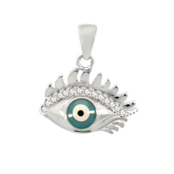 Pendentif Œil Protecteur en Argent 925 Rhodié et Zirconium – Bijou Porte-Bonheur Élégant