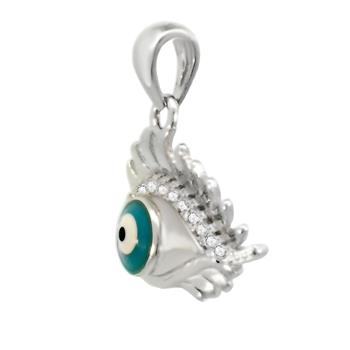 Pendentif Œil Protecteur en Argent 925 Rhodié et Zirconium – Bijou Porte-Bonheur Élégant